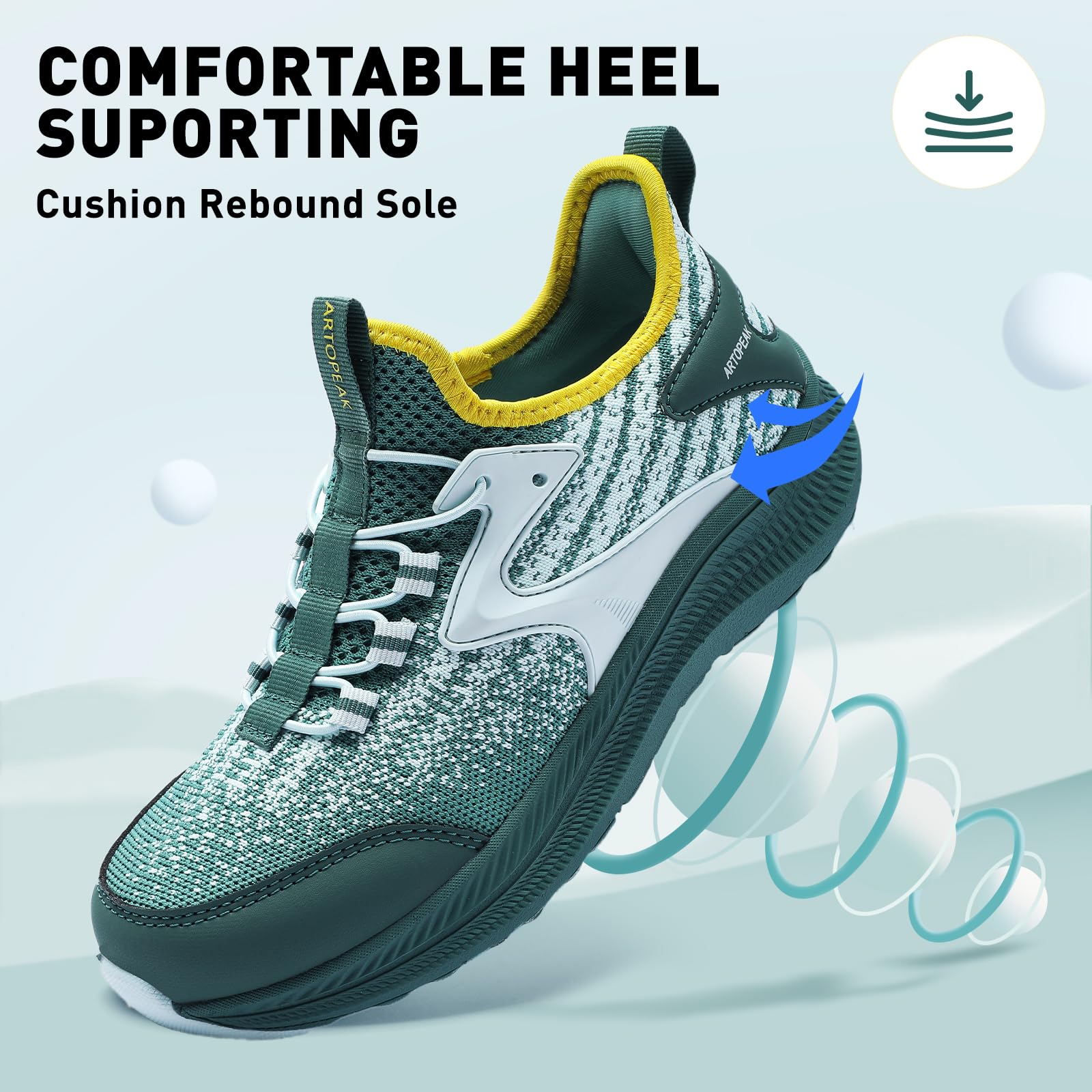 ARTOPEAK Kids Wide Toe Box Slip On Sneakers - Orthopedic Walking Running Shoes for Boys & Girls - Arch Support Lightweight Athletic Tennis Shoes for Youth - Image 3