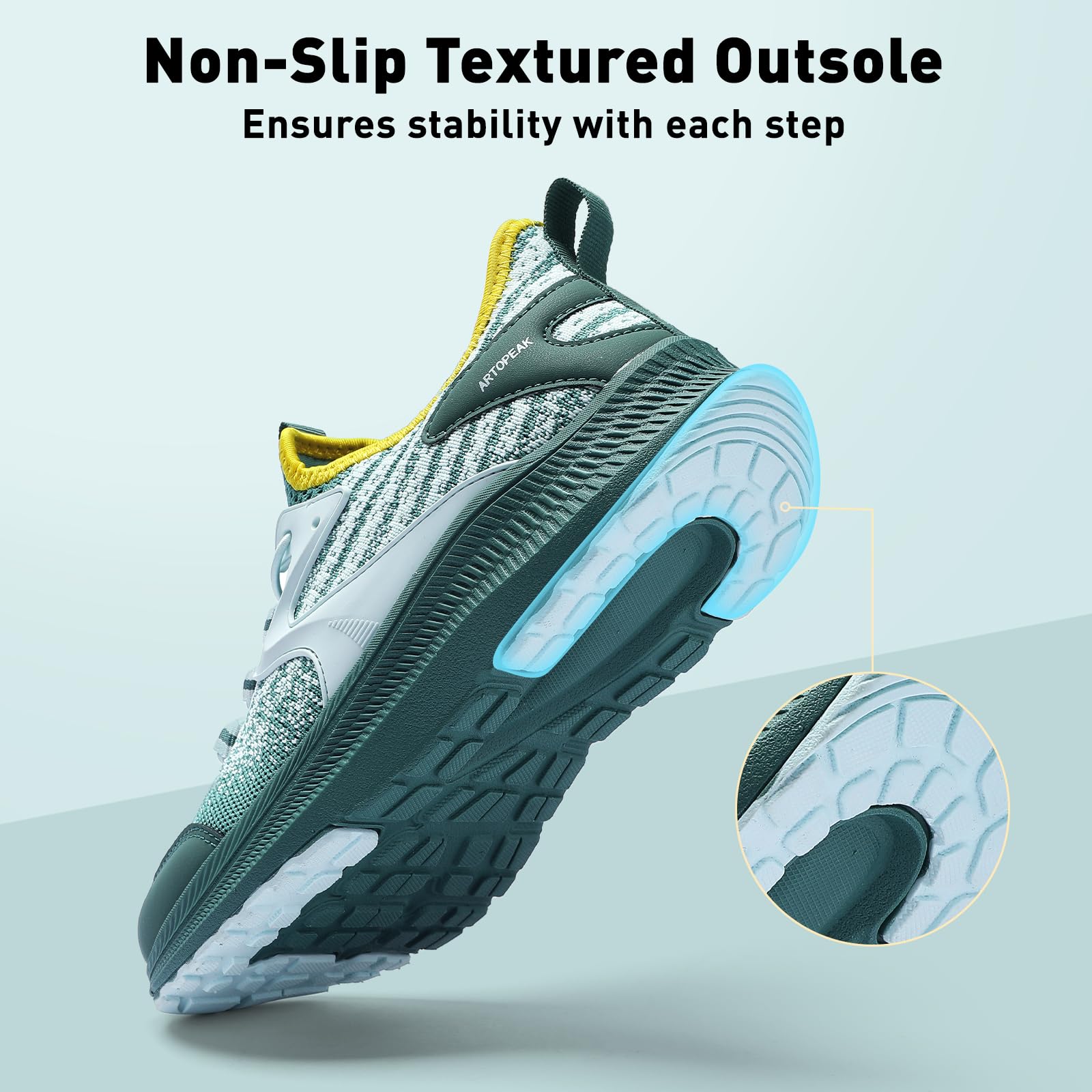 ARTOPEAK Kids Wide Toe Box Slip On Sneakers - Orthopedic Walking Running Shoes for Boys & Girls - Arch Support Lightweight Athletic Tennis Shoes for Youth - Image 4