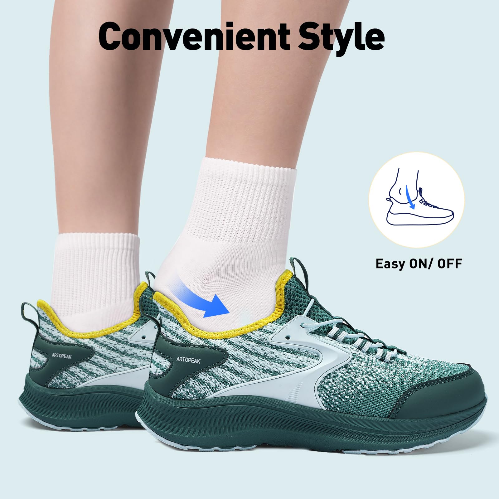 ARTOPEAK Kids Wide Toe Box Slip On Sneakers - Orthopedic Walking Running Shoes for Boys & Girls - Arch Support Lightweight Athletic Tennis Shoes for Youth - Image 6