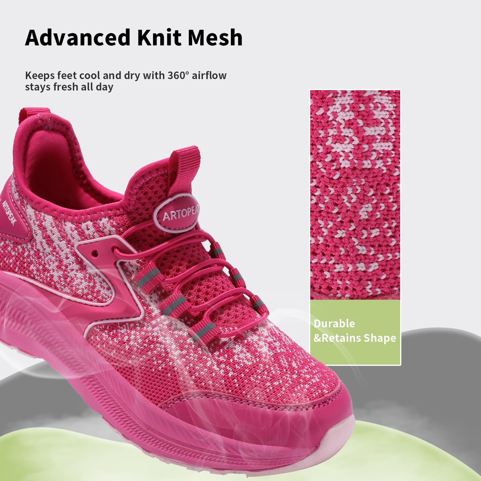 ARTOPEAK Kids Wide Toe Box Slip On Sneakers - Orthopedic Walking Running Shoes for Boys & Girls - Arch Support Lightweight Athletic Tennis Shoes for Youth - Image 3