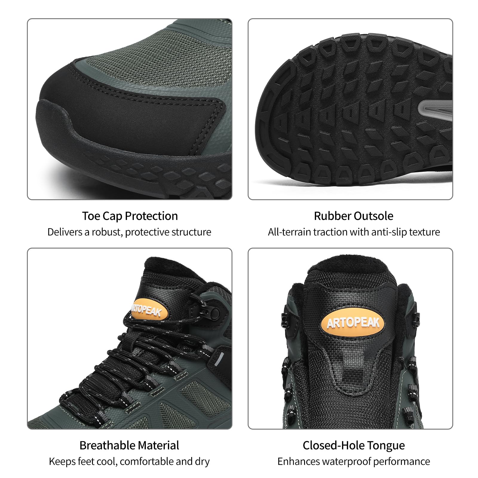 ARTOPEAK Men's 3M Thinsulate Winter Snow Boots | Wide Toe Box | Insulated Slip-Resistant Outsole | Thermal Insulation for Cold Weather | Hiking & Walking - Image 6