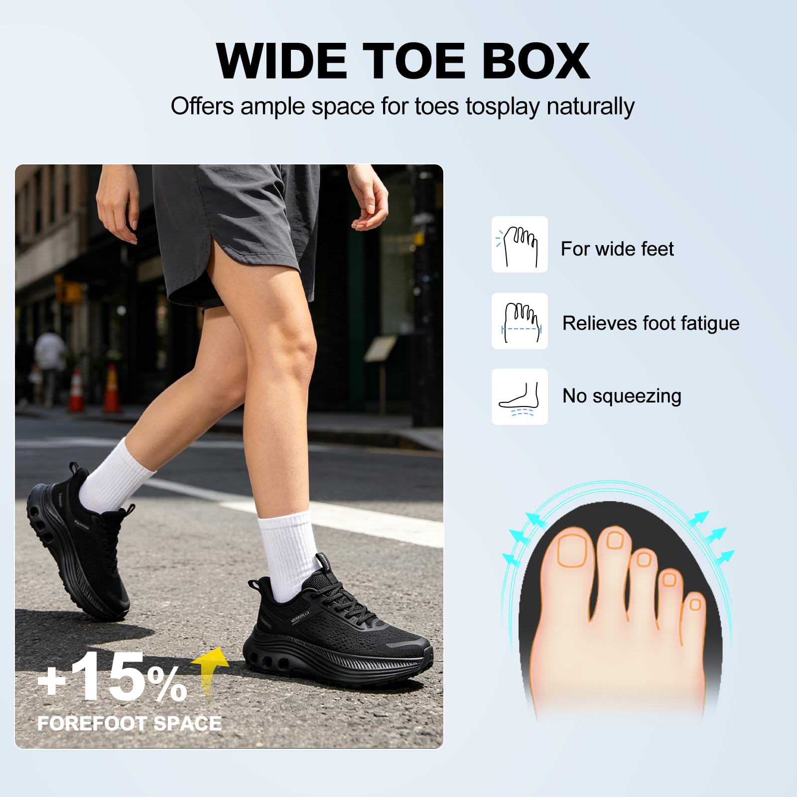 ARTOPEAK Women's Wide Orthopedic Walking Shoes Cushioned Running Tennis Sneaker with Arch Support Comfortable Thick Non-Slip Sports Footwear for Gym Workout Training - Image 3