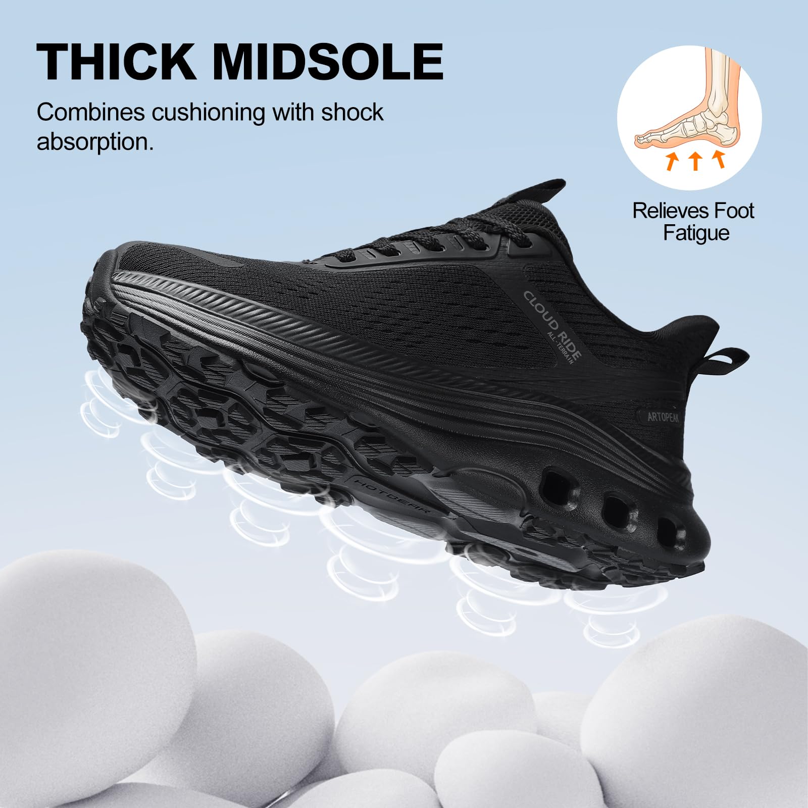 ARTOPEAK Women's Wide Orthopedic Walking Shoes Cushioned Running Tennis Sneaker with Arch Support Comfortable Thick Non-Slip Sports Footwear for Gym Workout Training - Image 4