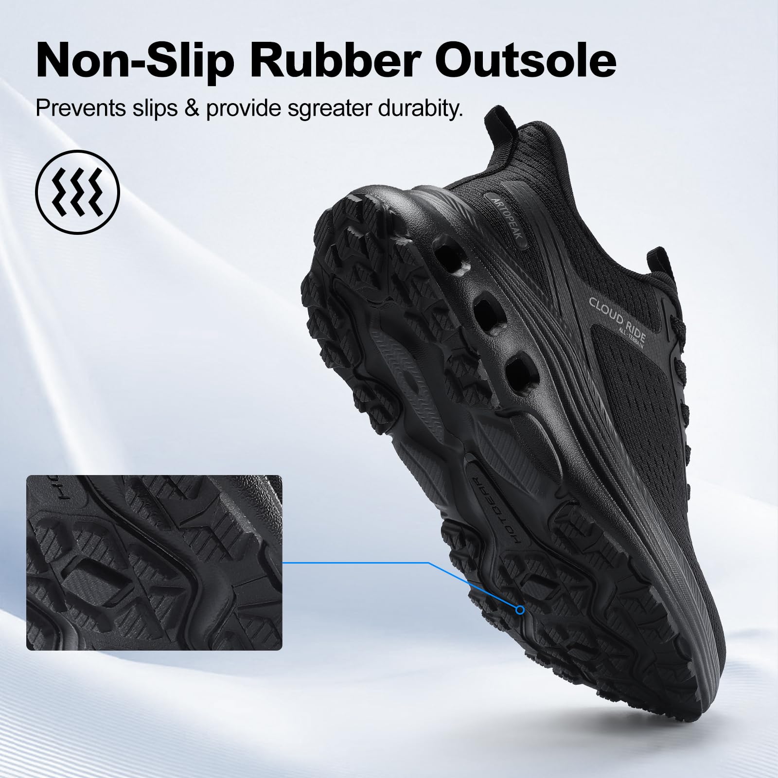 ARTOPEAK Women's Wide Orthopedic Walking Shoes Cushioned Running Tennis Sneaker with Arch Support Comfortable Thick Non-Slip Sports Footwear for Gym Workout Training - Image 5